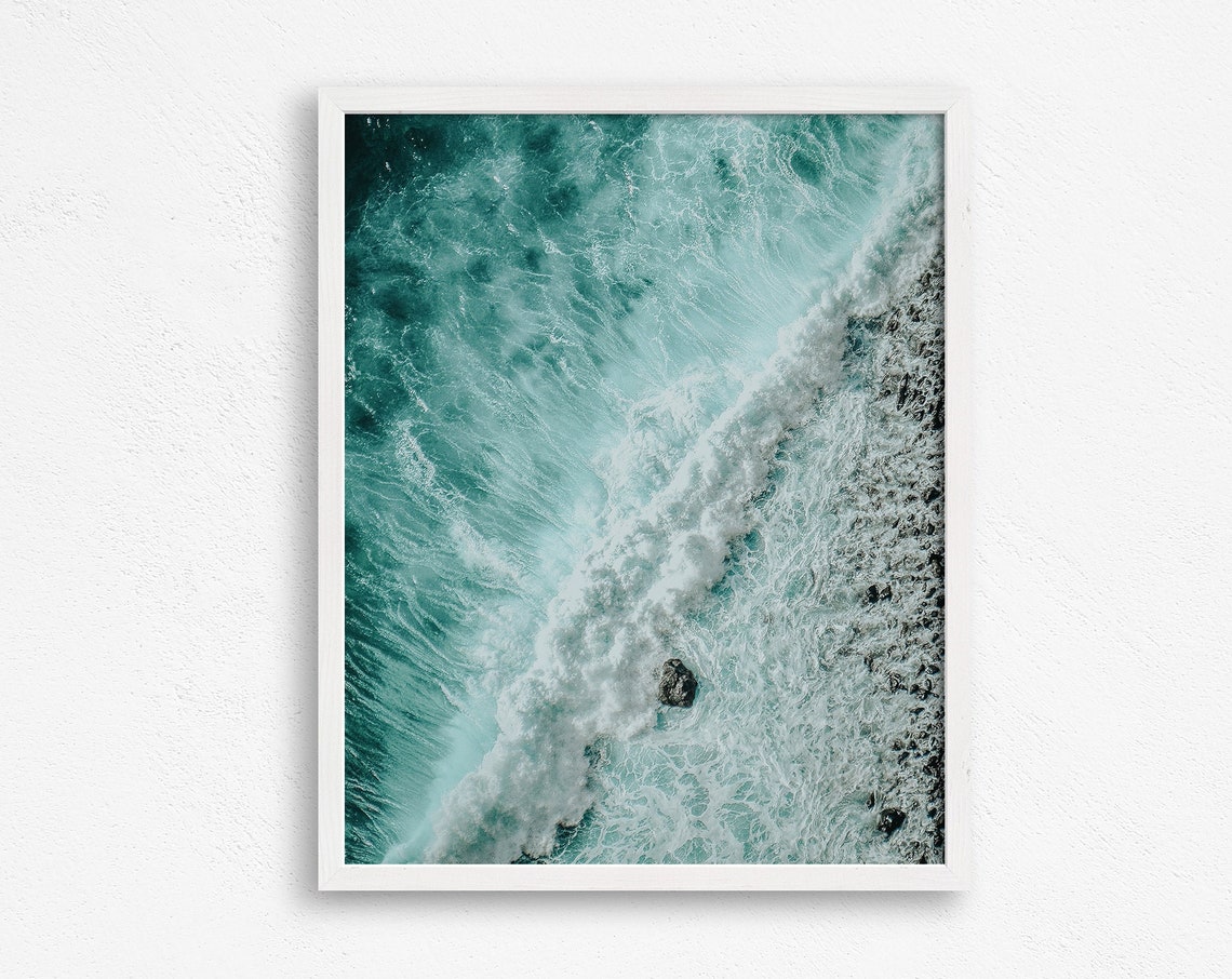 Wave Print Beach Wall Decor Beach Print Ocean Print Tropical Aquatic Ocean Print Ocean Wave Print
