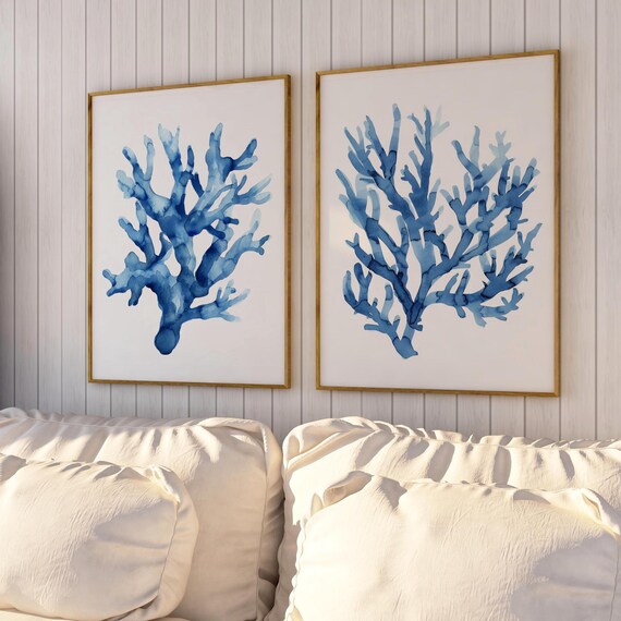 Blue Watercoloured Coral