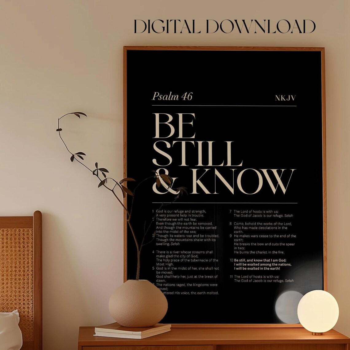 Psalm 46 Be Still And Know Art Print, Modern Christian