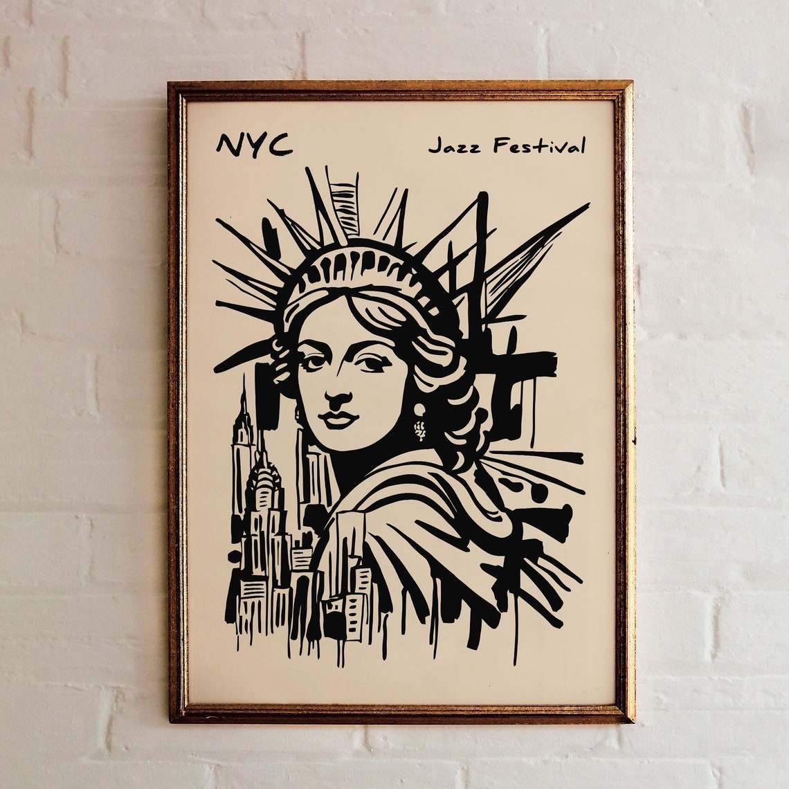 New York City Jazz Music Festival Poster Statue Of Liberty Art Print Music Print Retro Music Festival Wall Art Gift For Jazz Enthusiasts