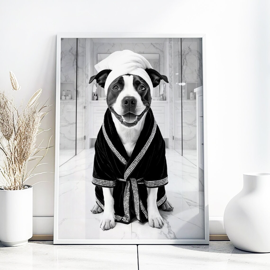 Staffordshire Bull Terrier Funny Bathroom Decor, Art Print - Image 5