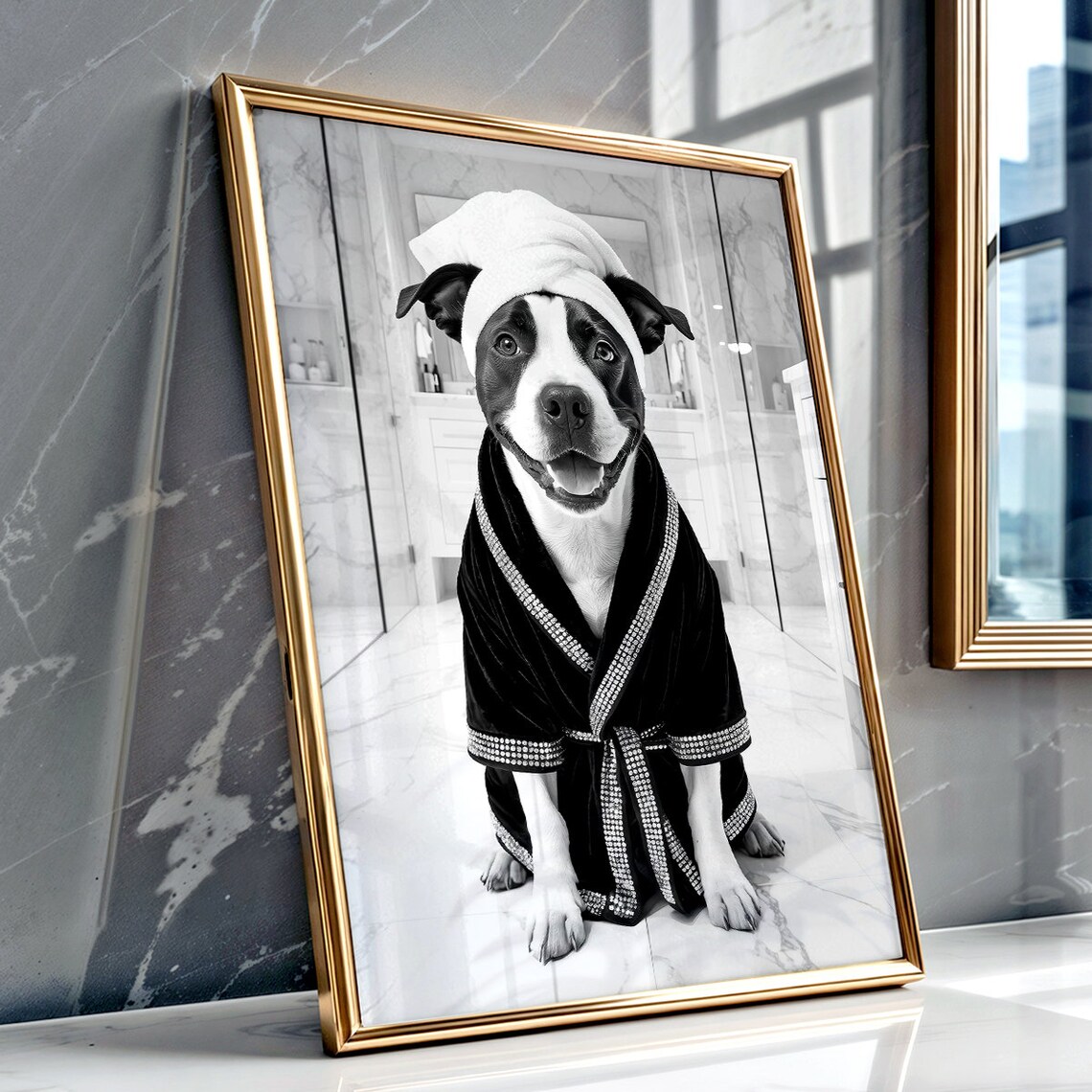 Staffordshire Bull Terrier Funny Bathroom Decor, Art Print - Image 2