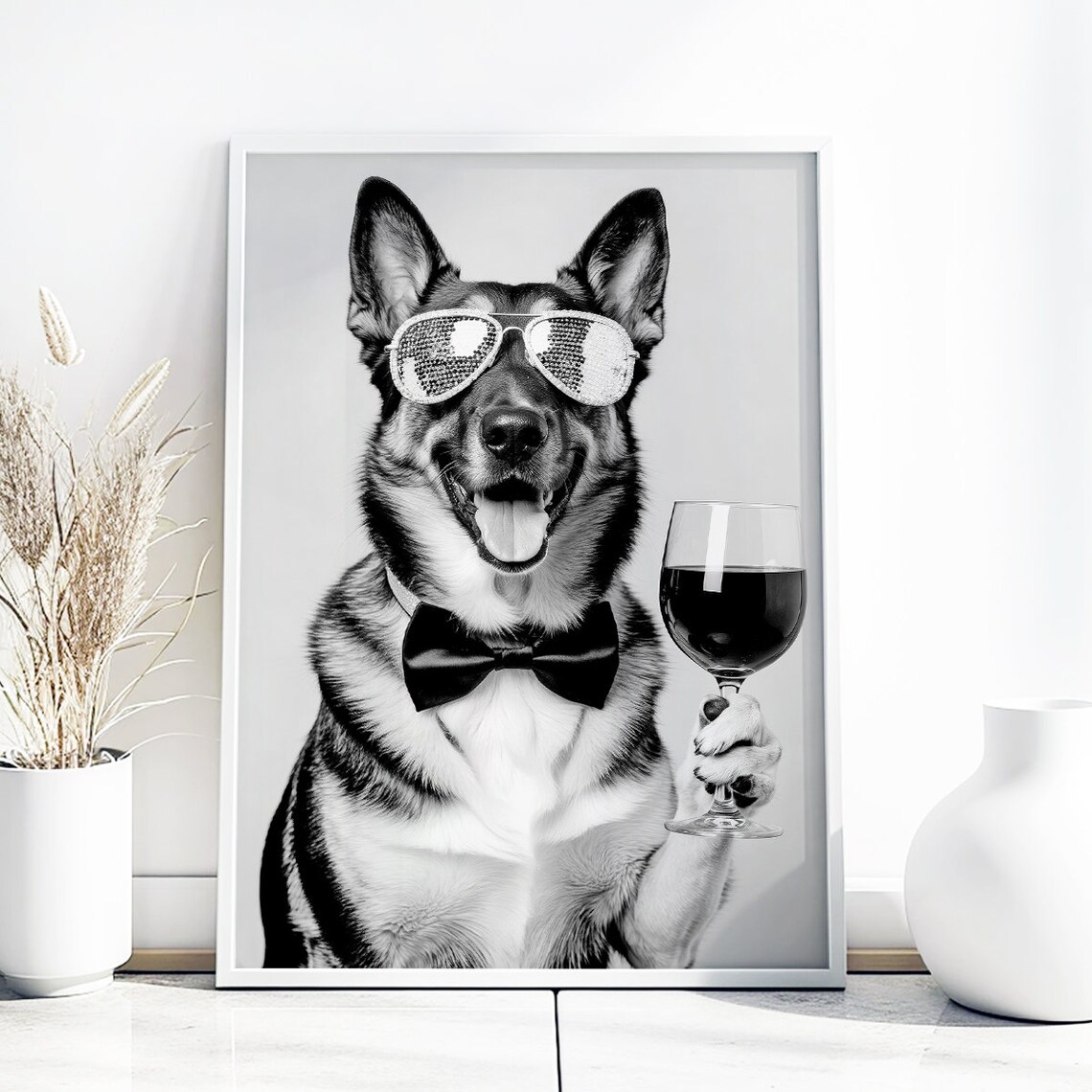 German Shepherd Drinking Wine, Funny Dog Gift - Image 3