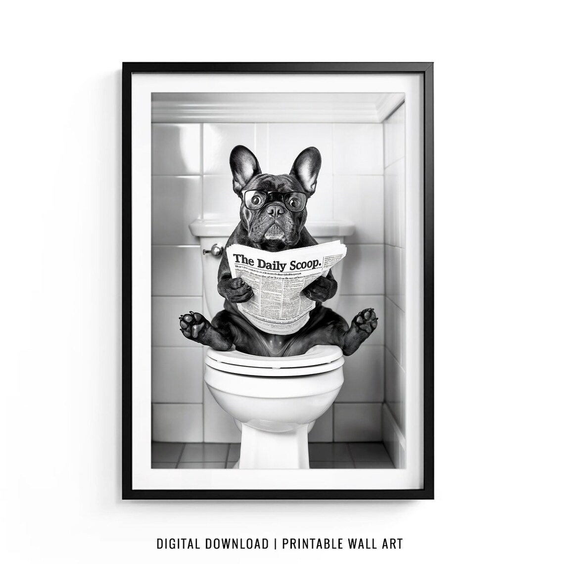 French Bulldog Toilet Print, Funny Bathroom Decor