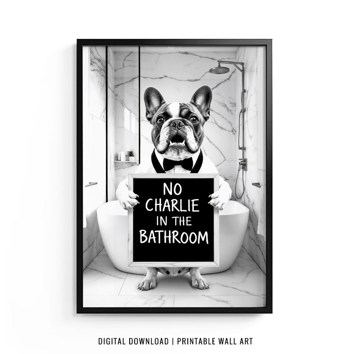French Bulldog Wall Art Frenchie Toilet Print Frenchie Poster Funny Bathroom Decor French Bulldog Print Dog Gift
