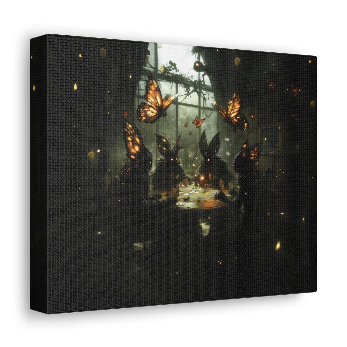 Winged Mothman Creatures Playing Poker in a Candlelit Room Gothic Poster - Image 3