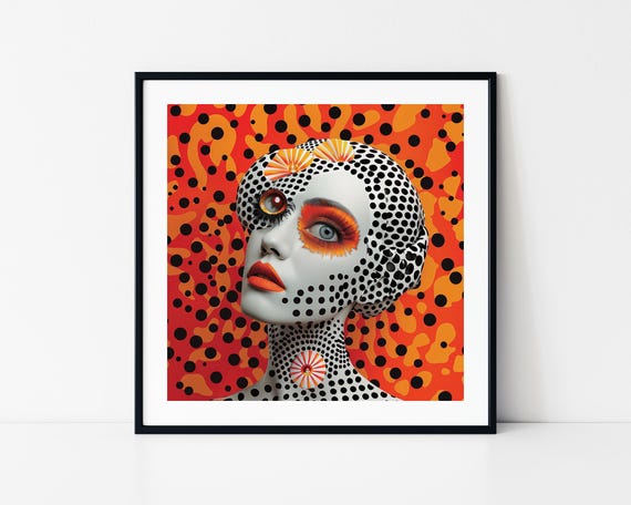 Psychedelic Abstract 3d Woman Framed Poster Psychedelic Woman With Big Eye Poster Psychedelic Wall Art Stylish Psychedelic Black Orange