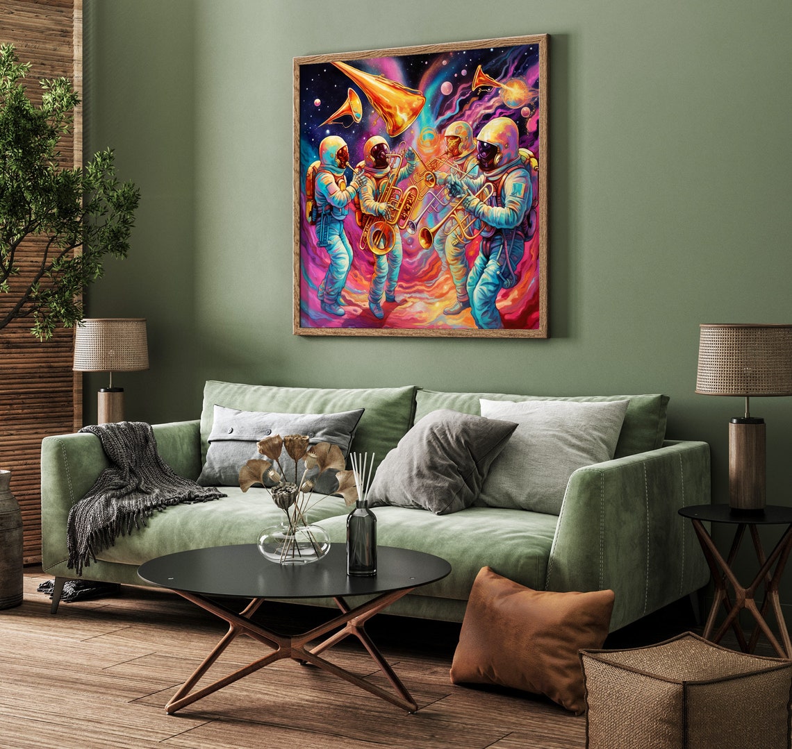 Astronaut Brass Band Playing In Psychedelic Space Music Art Poster - Image 3
