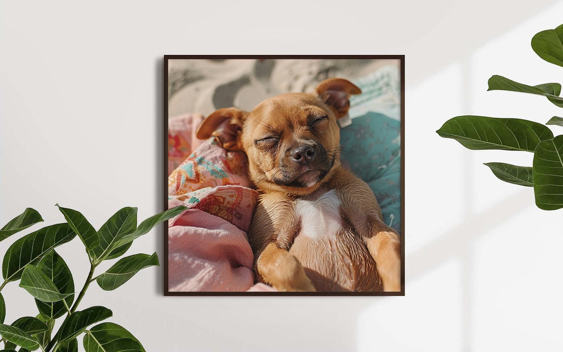 Sleeping Puppy Sunbathing Happy Brown Dog Napping Peaceful Poster - Image 4