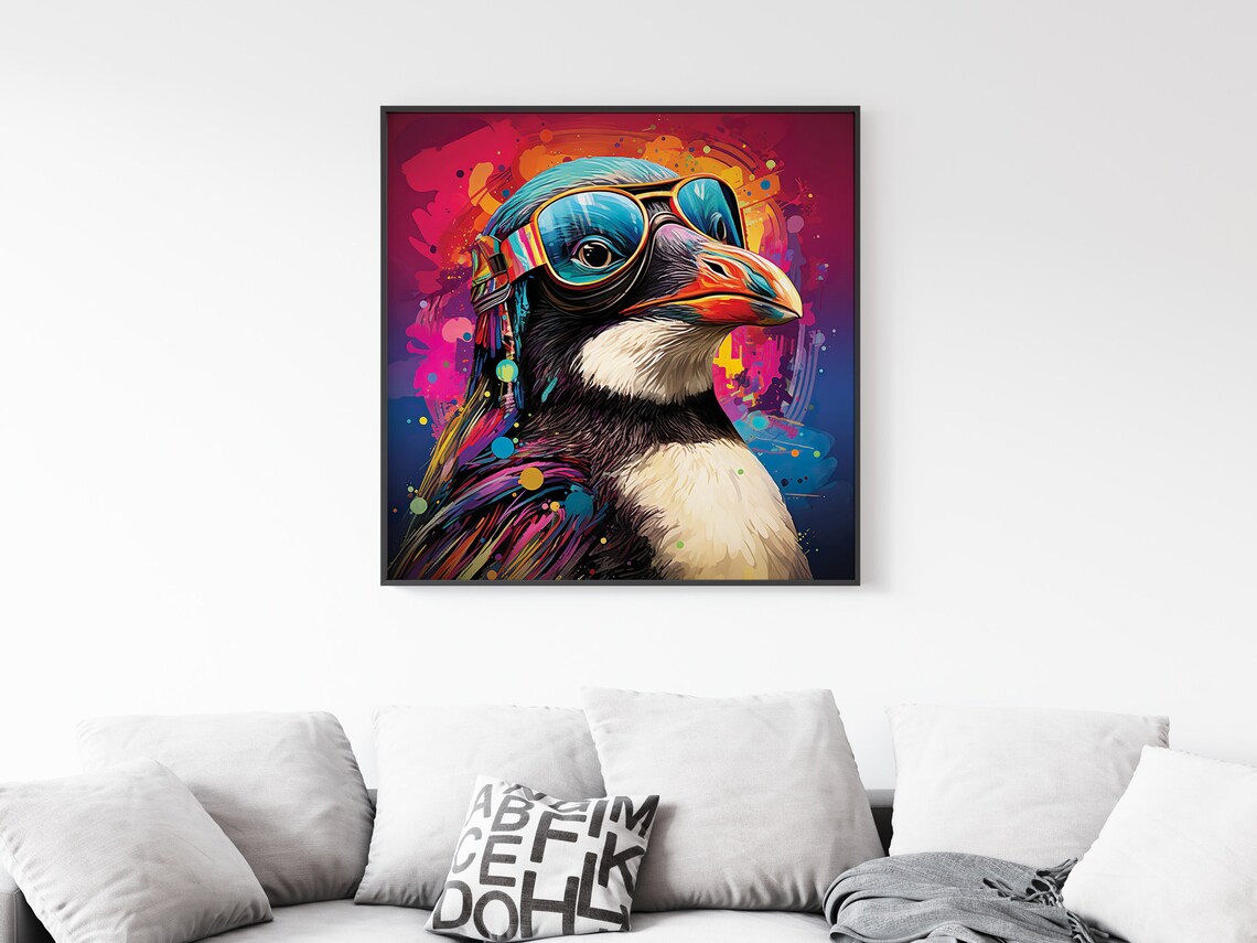 Psychedelic Penguin With Glasses, Wall Art Print - Image 4