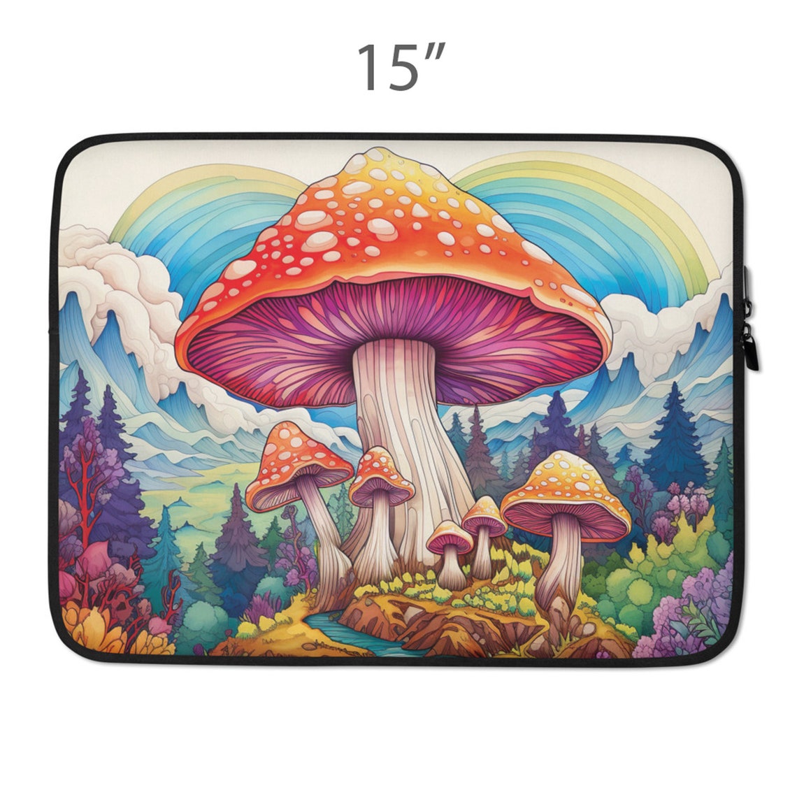 Colorful Psychedelic Mushroom Valley Rainbow Hills Illustration Poster - Image 5