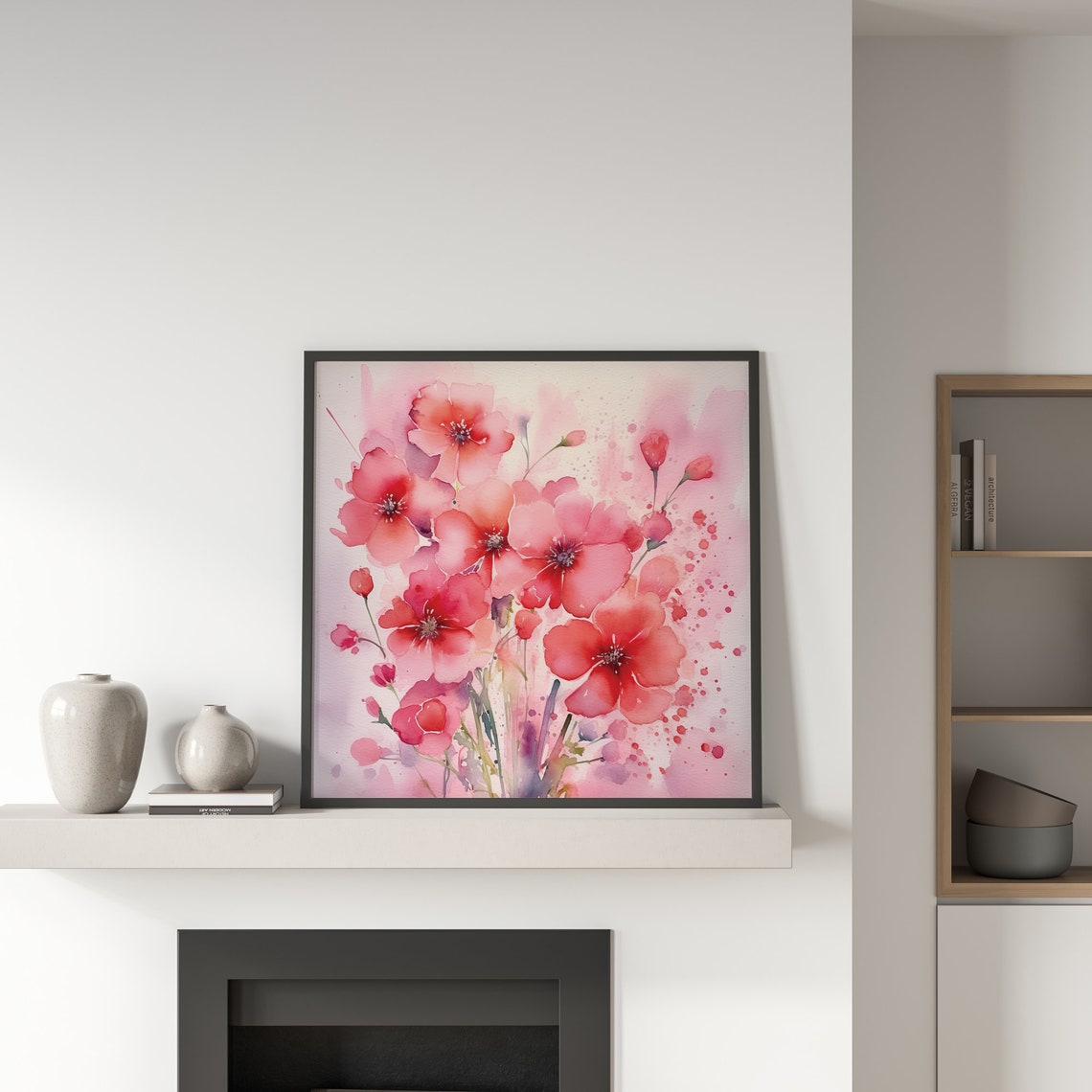 Pink Watercolor Flowers Framed Poster Pink Flowers In Watercolor Style Flowers Wall Art Floral Poster Wall Hanging Cute Flowers Poster - Image 3