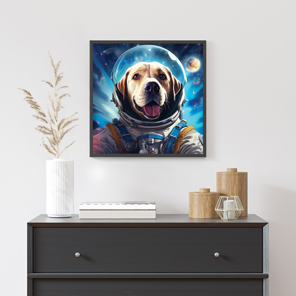 Astronaut Labrador Space Suit Happy Dog Cosmic Adventure Poster - Image 2