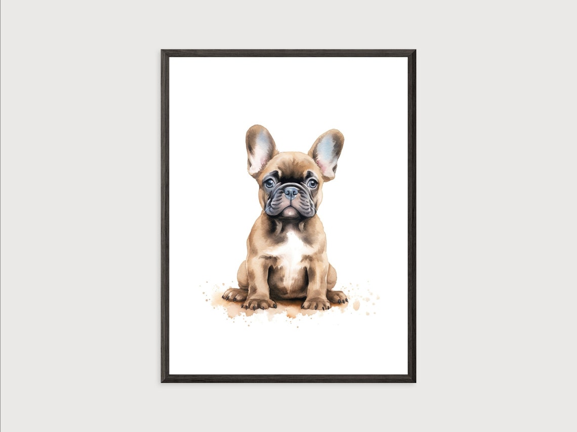 Baby French Bulldog Brown French Bulldog Art Print Cute Dog Print Watercolor French Bulldog Nursery Wall Decor - Image 2