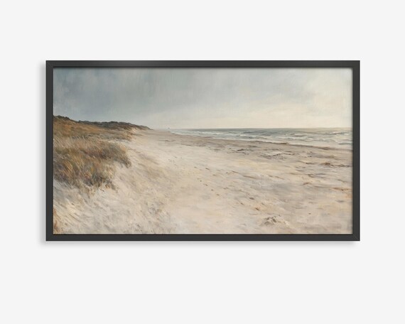 Autumn Coastal Beach Dunes Muted Seascape Frame TV Art Poster