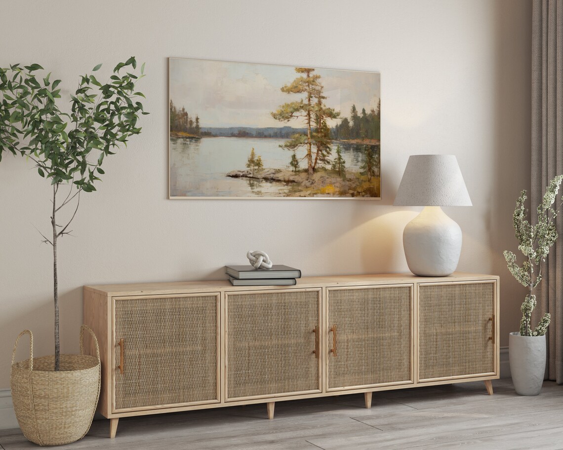 Lake House Landscape Art Print, Frame TV Art - Image 3