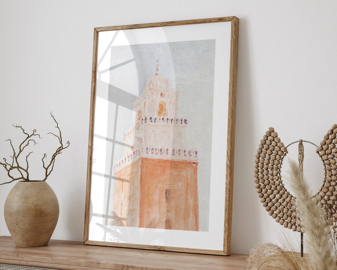 Mosque Minaret Islamic Architecture Soft Oil Painting Poster - Image 2