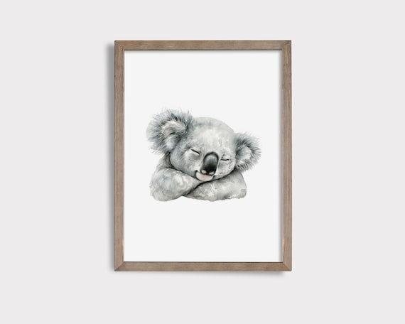 Sleeping Baby Koala Watercolor Sweet Australian Nursery Art Poster