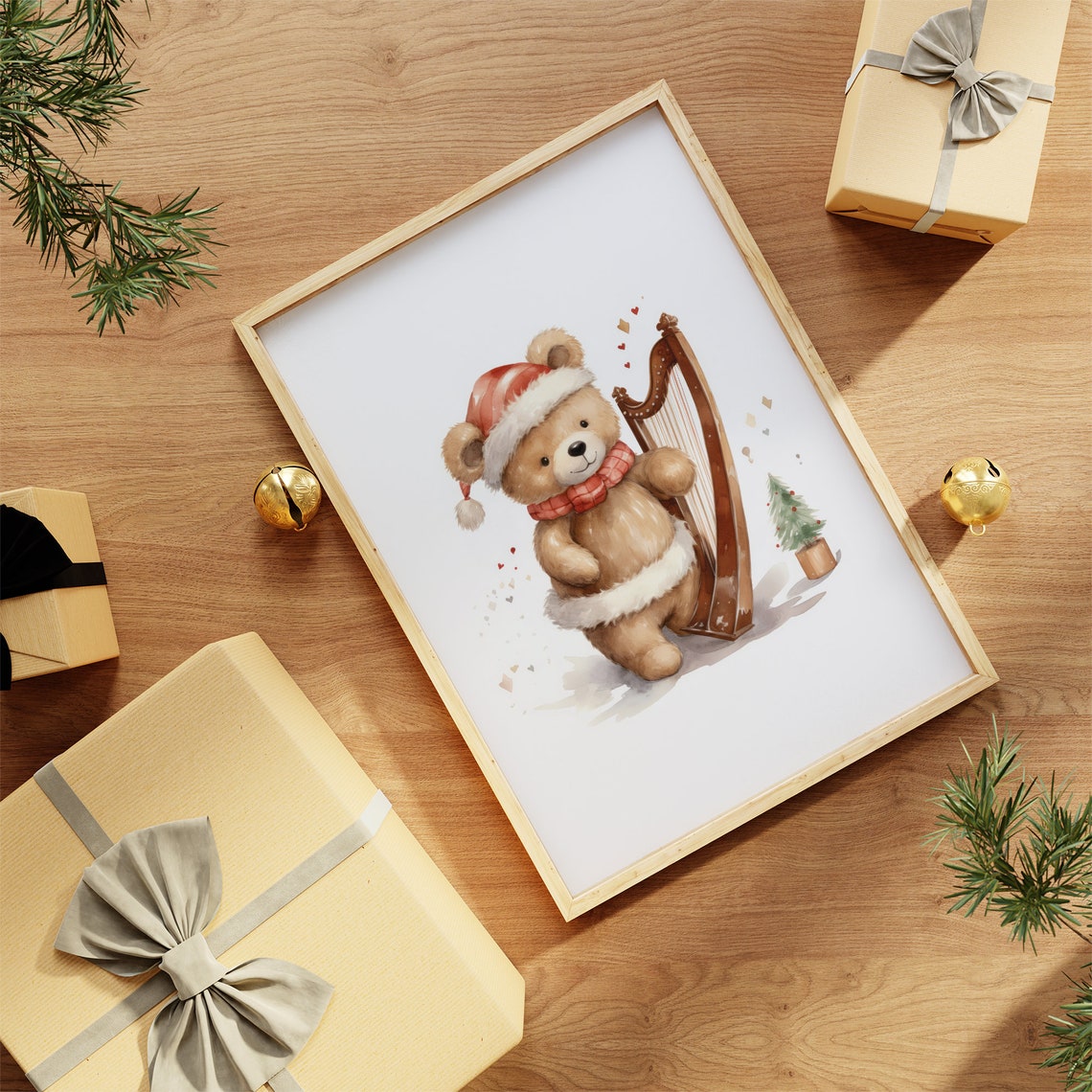 Christmas Teddy Bear Decor Nursery Christmas Print Teddy Bear Wall Art Christmas Nursery Decor Print Christmas Wall Art - Image 2
