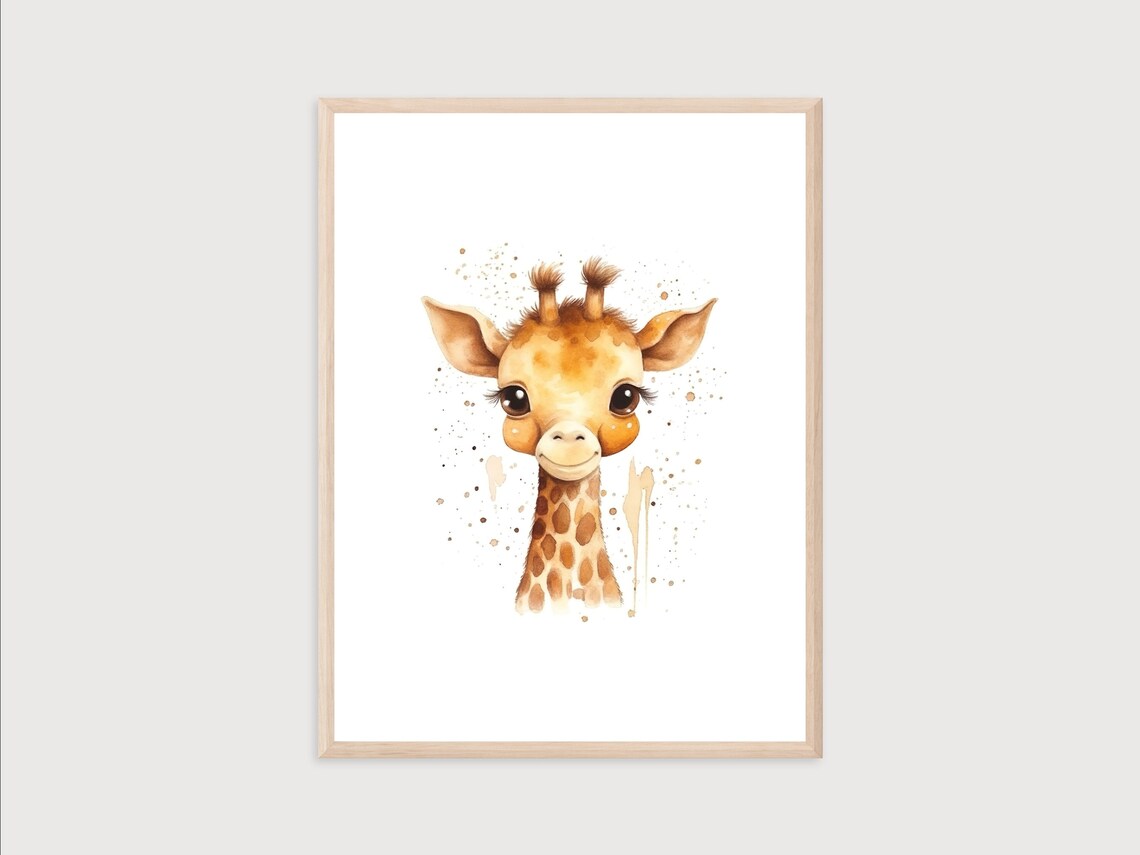 Baby Giraffe Watercolor Art Print, Nursery Decor