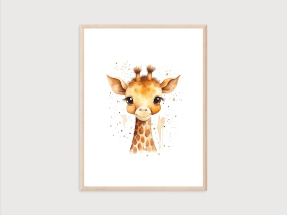Baby Giraffe Watercolor Art Print, Nursery Decor