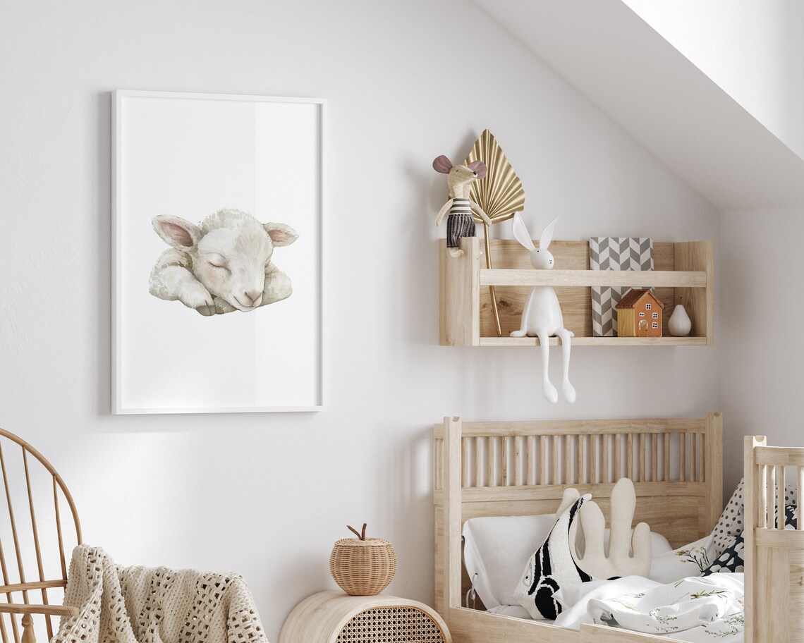 Sleeping Lamb Nursery Print, Cute Sheep Animal Art Print - Image 2