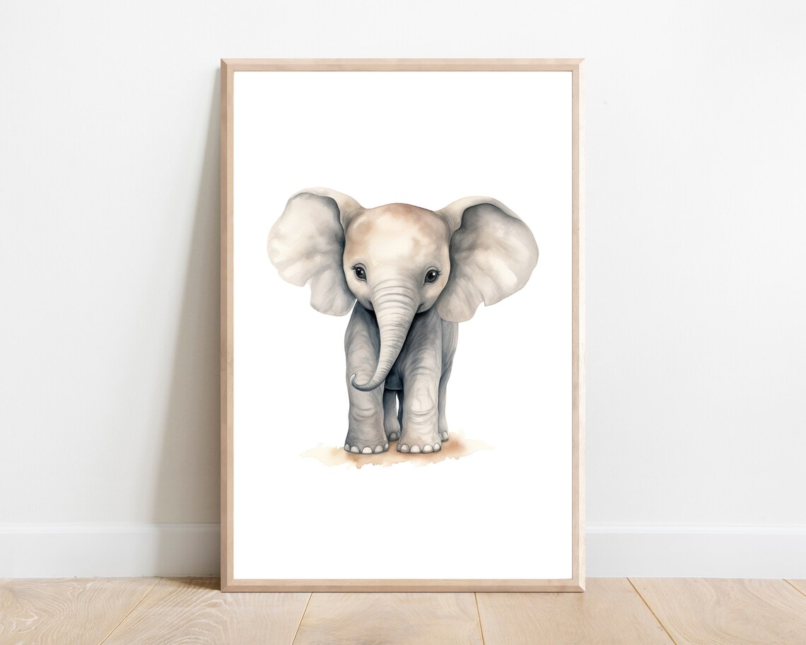 Elephant Nursery Decor Art Print, Safari Animal