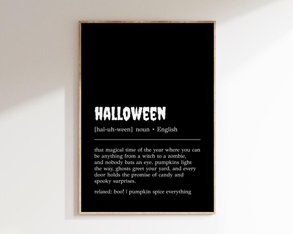 Halloween Dictionary Definition Black Spooky Season Word Wall Art