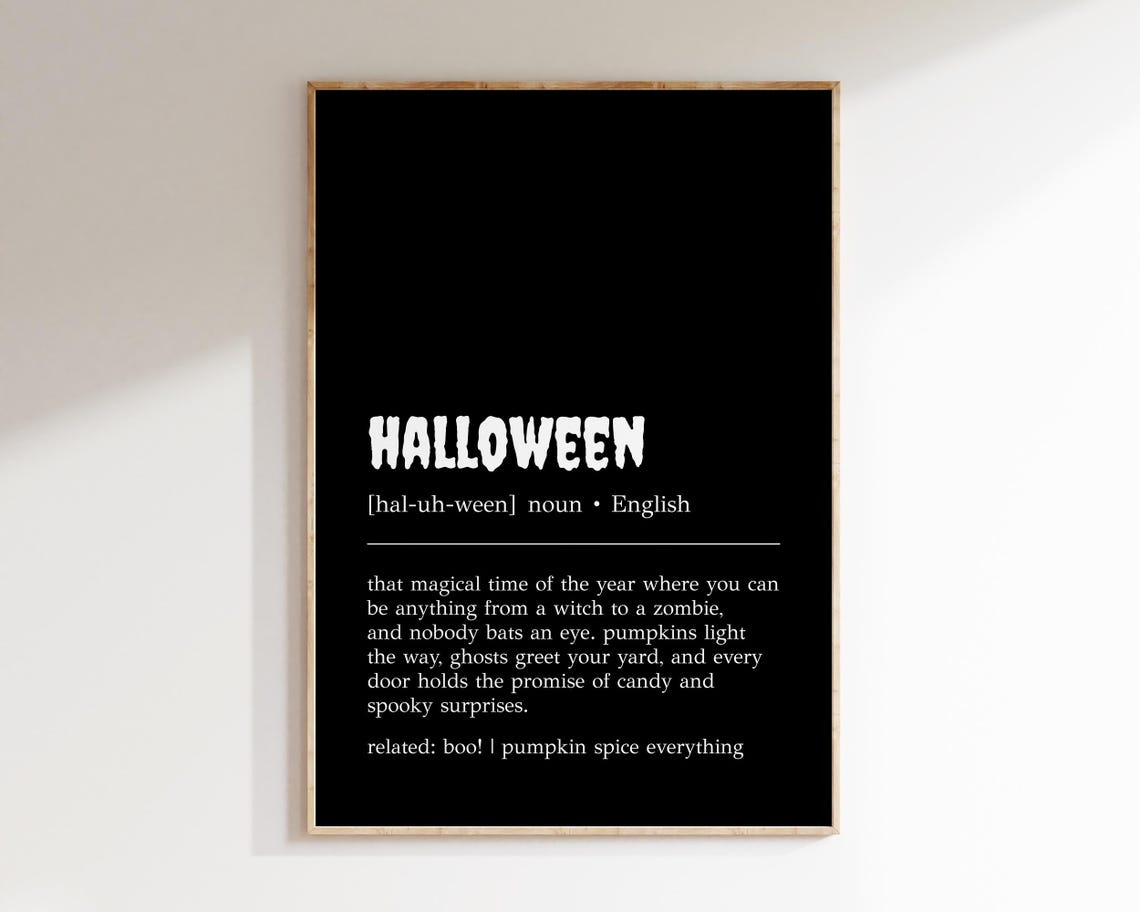 Halloween Dictionary Definition Black Spooky Season Word Wall Art