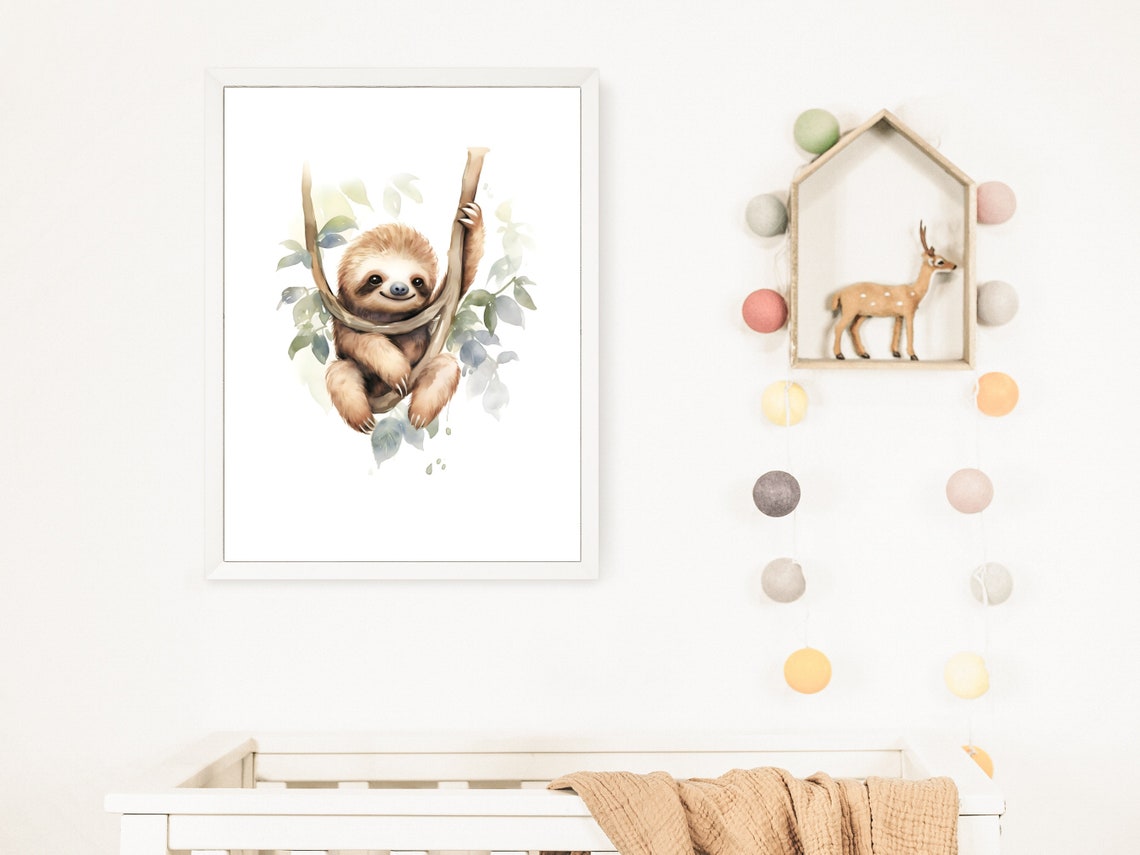 Sloth Nursery Decor Digital Print Animal Jungle Nursery Decor Sloth Nursery Wall Art Jungle Nursery Decor Sloth Nursery Print - Image 2