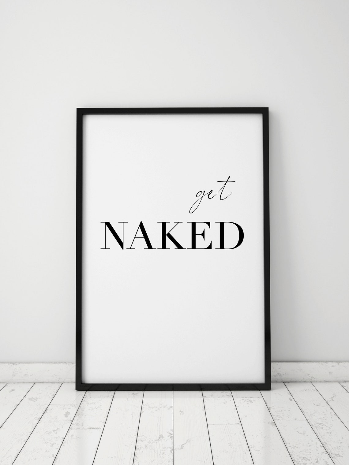 Get Naked Cheeky Minimalist Modern Bathroom Typography Wall Art