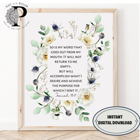 Isaiah 55:11 Word Will Not Return Empty Floral Wreath Poster