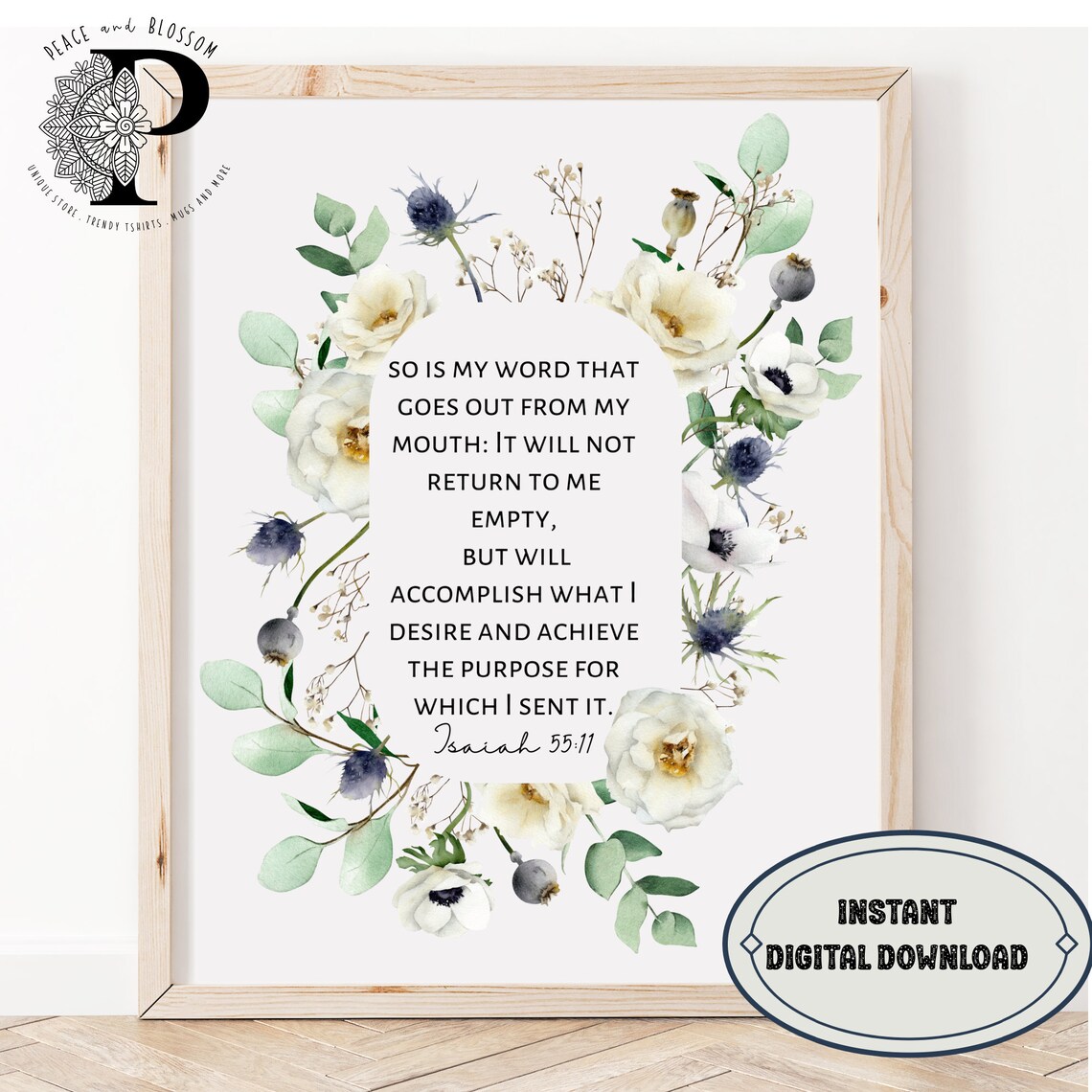 Isaiah 55:11 Word Will Not Return Empty Floral Wreath Poster