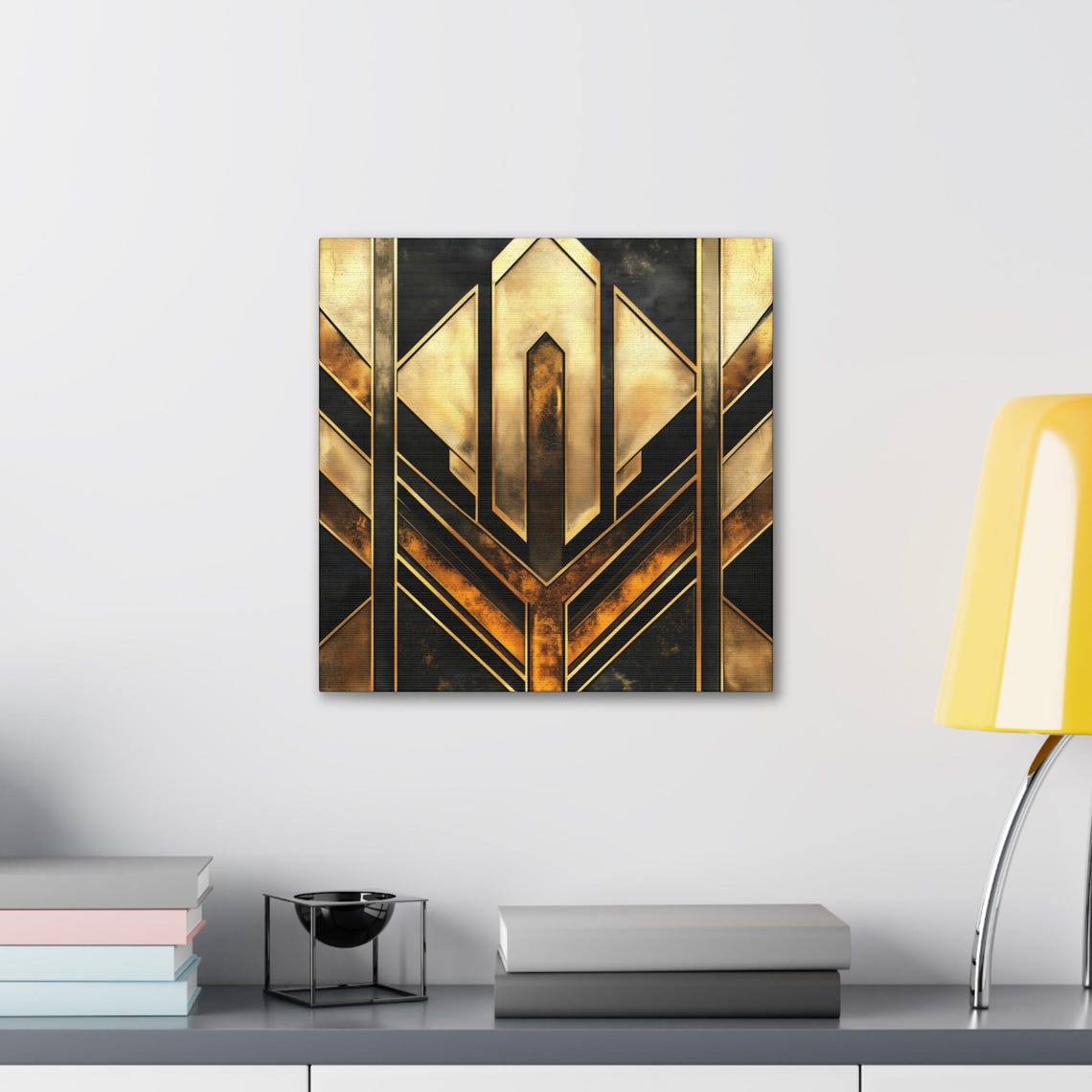 Art Deco Black Gold Chevron Geometric 1920s Glam Abstract Wall Print - Image 2