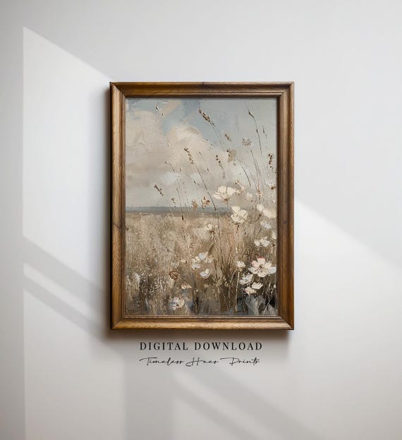 Soft Floral Landscape Art Painting Nature Print Calm Wall Abstract