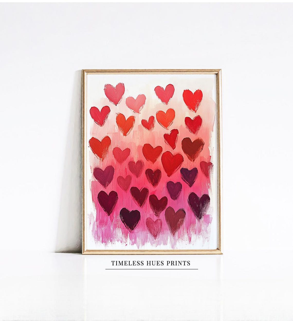 Red and Pink Painted Hearts Pattern Romantic Love Valentine Art Poster