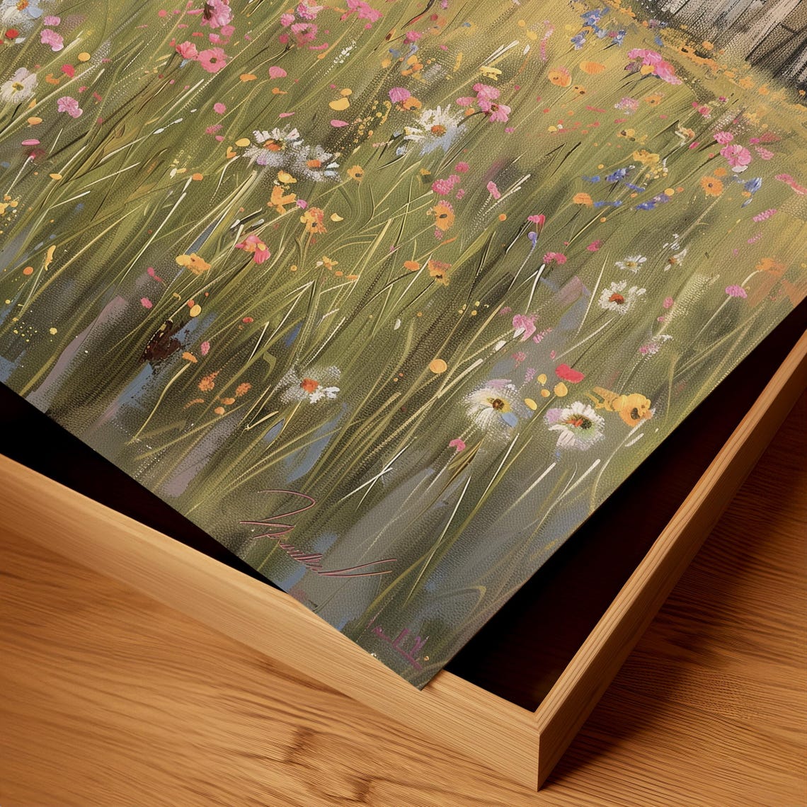 Rustic Barn Wildflower Meadow Impressionist Summer Field Poster - Image 2