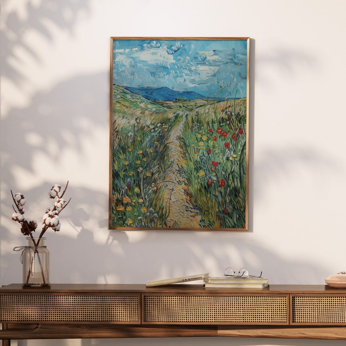 Van Gogh Style Wildflower Path Meadow Impasto Impressionist Poster - Image 2