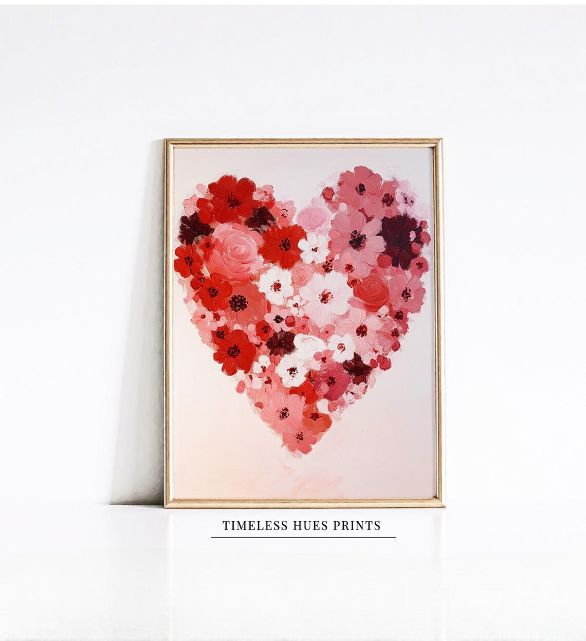 Red Pink Flower Heart Blooming Valentine Floral Love Art Poster
