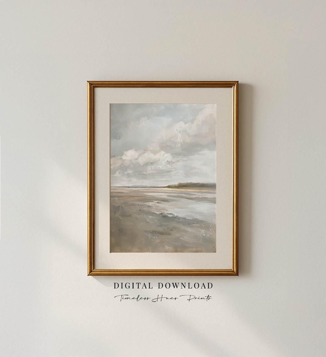 Neutral Muted Beach Painting Minimalist Coastal Serene Poster