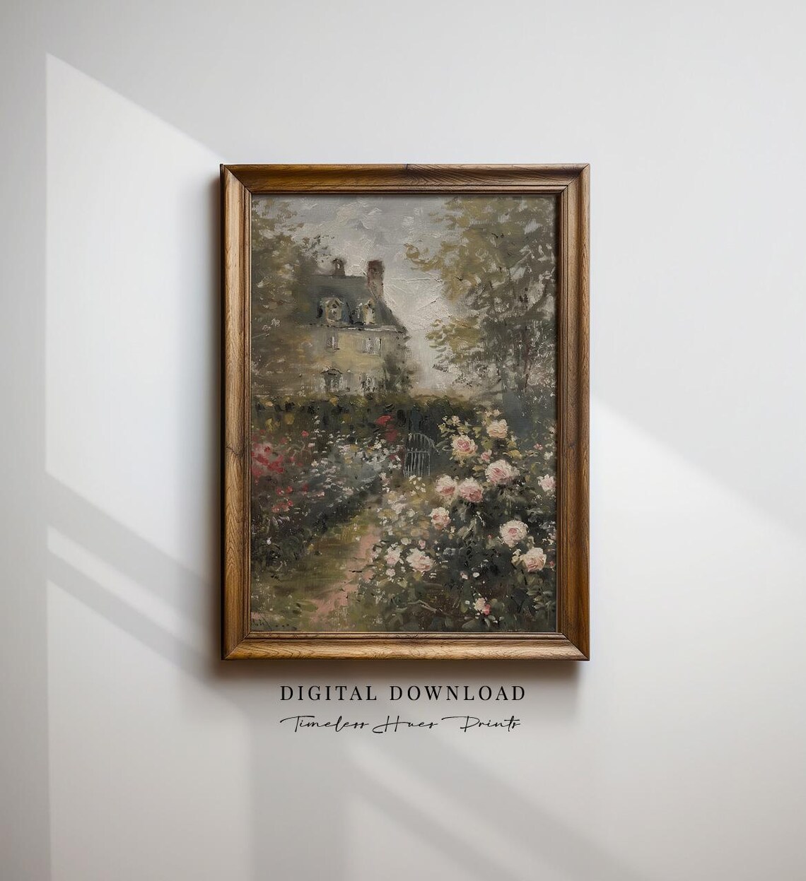 Rose Garden Vintage Country Cottage Impressionist Floral Wall Art