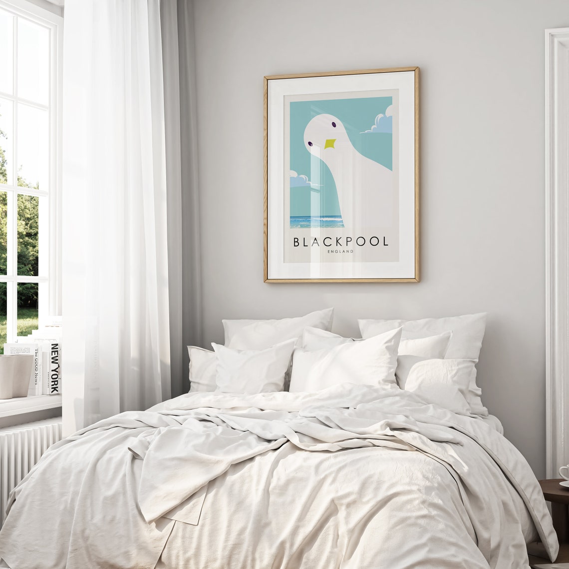 Blackpool England Cute Funny Seagull Beach Coastal Travel Poster - Image 2