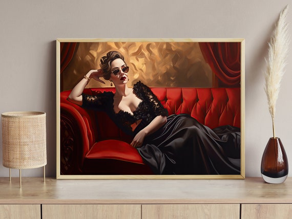 Retro Victorian Women On Sofa Art Print Vintage Beauty Poster Print