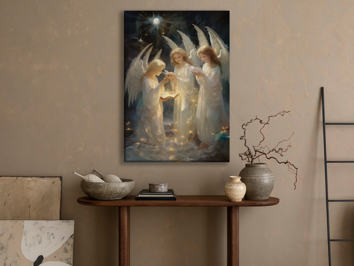 Vintage Angel Carolers Art Print, Angel Wall Decor - Image 3