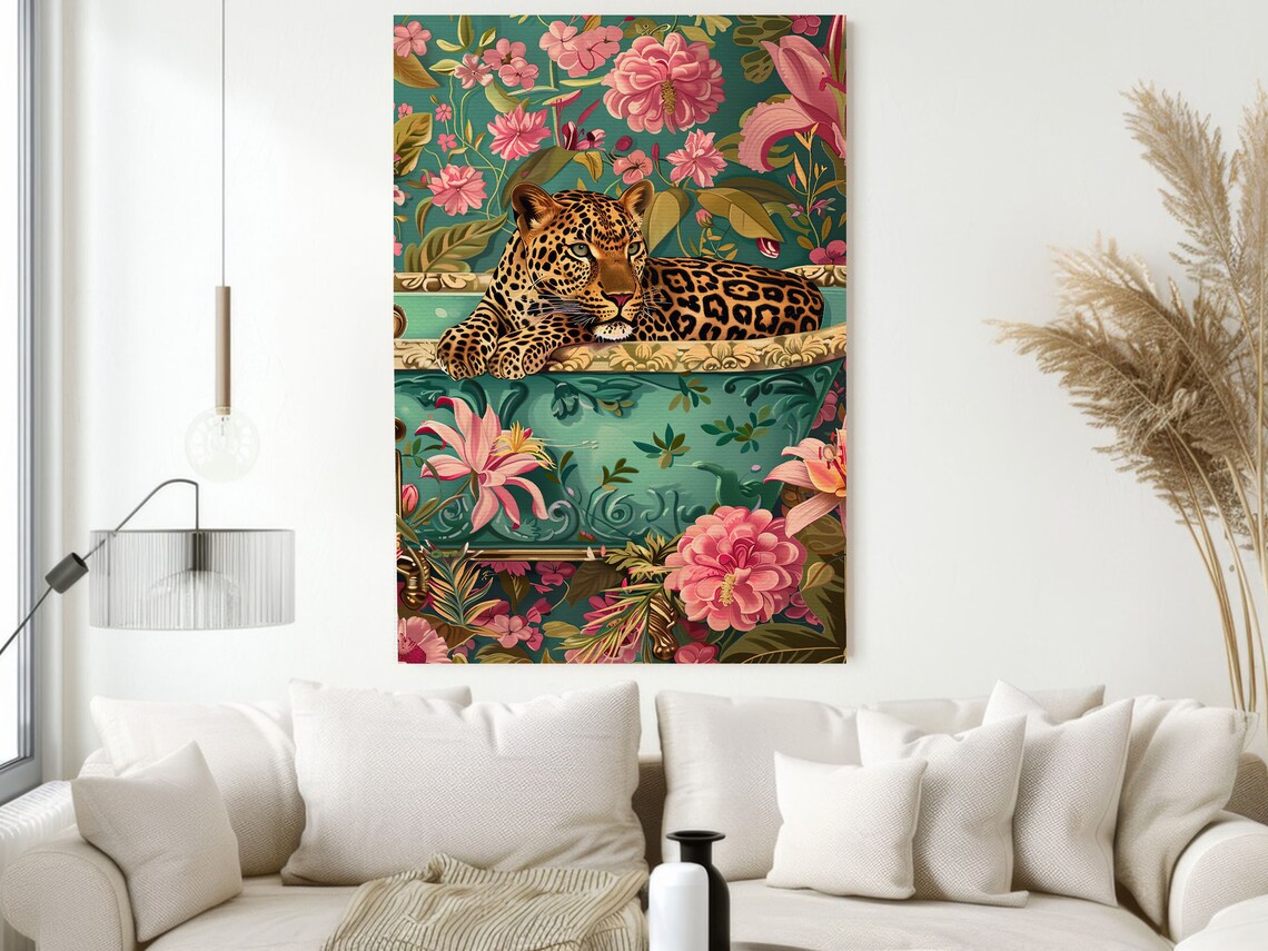 Matisse-Inspired Leopard in Bathtub Poster Print - Image 2