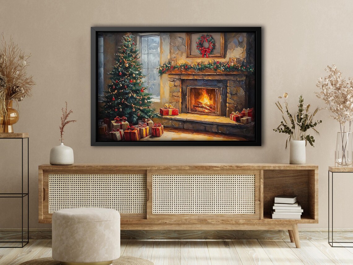 Vintage Cozy Christmas Tree Art Print, Christmas Decor - Image 4