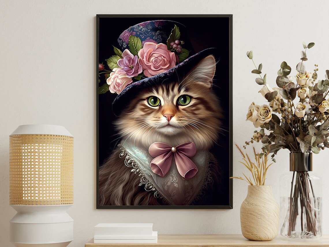 Victorian Cat Lady, Royal Feline Poster Print