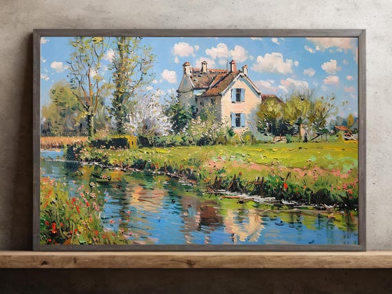 Cottage Countryside House Print Countryside Peace Poster Print Landscape Wall Art