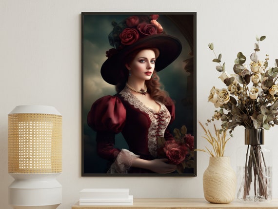 Retro Victorian Woman Painting Victorian Woman Art Print Victorian Woman Print Gothic Woman Art Print Victorian Poster Print