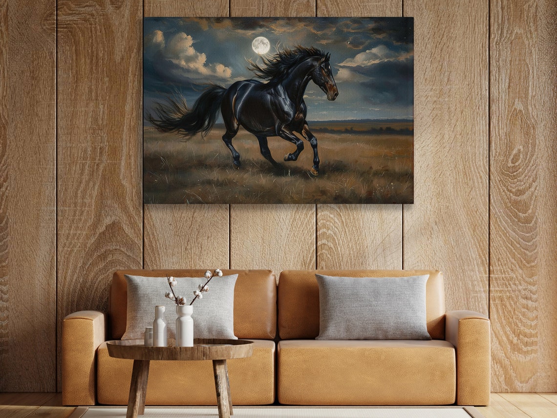 Vintage Black Horse Painting Horse Art Print Horse Print Animal Poster Print Animals Wall Art - Image 2